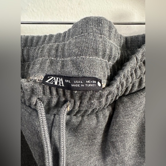 ZARA Rough Hem Charcoal Knit Drawstring Shorts. SIZE LARGE Casual Free Hem - Picture 2 of 4